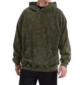 Sweat à capuche surdimensionné personnalisé en coton 100% délavé à l'acide, imprimé sur mesure, écologique, OEM, style vintage pour homme - Product Image 1