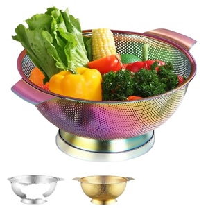 Égouttoir en acier inoxydable arc-en-ciel, bol de drainage, passoire en maille pour la cuisine et compatible lave-vaisselle - Product Image 1