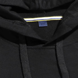 Sudadera con Capucha Negra para Hombre, Talla Grande, de Algodón French Terry, con Estampado de Llamas Azules, Estilo Casual Urbano - Product Image 3