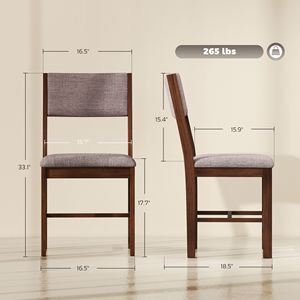 Set di 4 Sedie da Pranzo Moderne in Tessuto di Lino Marrone con Gambe in Legno di Gomma per Sala da Pranzo e Soggiorno - Product Image 3