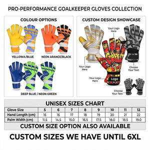 Gants de gardien de but personnalisés avec protection des doigts, paume en latex bleu et marron, impression de haute qualité et design de logo personnalisé - Product Image 2