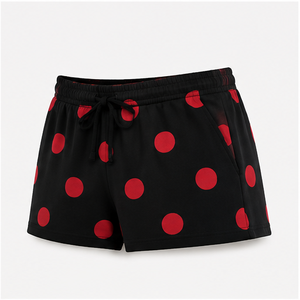 Pantalones Cortos de Salón Personalizados para Mujer, con Estampado de Puntos Negros, Corte Holgado y Cómodo, con Cordón Ajustable, de Jersey de Algodón Suave - Product Image 3