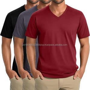 Wholesale Classic <b>V</b>-<b>neck</b> Soft Solid Color Top <b>Men's</b> Short Sleeved Slim Fit Comfortable <b>T</b>-<b>shirt</b> High quality <b>Men</b> <b>T</b>-<b>shirts</b> - Product Image 3