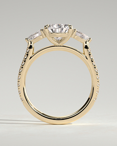 Anillo de compromiso de lujo hecho a medida con diamante solitario de corte pera cultivado en laboratorio de oro puro de 14k y 18k con diamantes engastados en pavé. - Product Image 2
