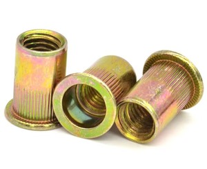 Écrou à riveter tendance en laiton avec finition zinguée, écrou à riveter à tête moletée plate - Product Image 4