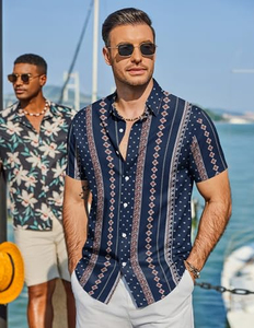 Camisa de playa tropical para hombre, manga corta, estampado hawaiano, informal, con botones, colorida, floral, para vacaciones, camisa de verano - Product Image 2