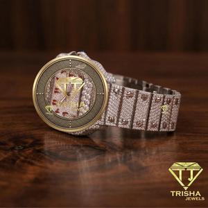 Reloj Clásico de Alta Calidad con Diamantes Moissanite VVS, Función de Fecha y Diseño de Esfera con Ventana de Cristal - Product Image 3