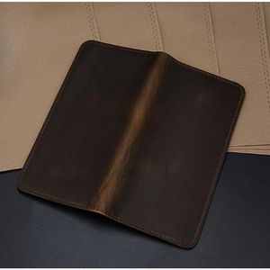 Dark Brown Leather <b>Wallet</b> <b>Men</b> Long Cash Compartment Card Slots Minimalist Practical Cowhide Folder Classic <b>Slim</b> Plain Structure - Product Image 5