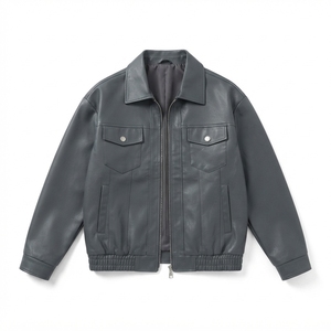 Chaqueta de Cuero PU para Hombre, Talla Grande, Estilo Motero, Resistente al Viento, Informal, para Otoño e Invierno, con Cierre, Teñida, Venta al Por Mayor, OEM - Product Image 1