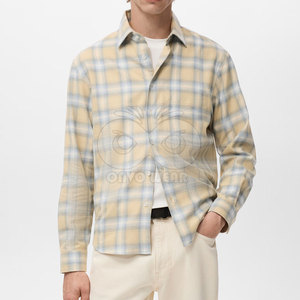 Chemise en flanelle pour homme, prix bas, fabrication sur mesure, manches longues, tissu en coton à carreaux, avec boutons et poche. - Product Image 2