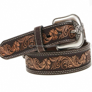 Custom Design Hand Carving & <b>Engraving</b> Natural Cowhide Men's Fashion Western Leather <b>Tooling</b> Belt All Sizes Bulk Order Accepted - Product Image 2