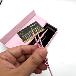 Pinzas de Aislamiento Curvas y Delgadas de 90 Grados, Color Rosa Dorado, Acero Inoxidable, Alta Precisión, Logotipo Personalizado, Instrumento de Belleza - Product Image 3