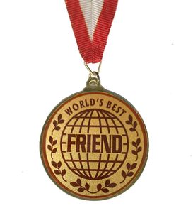 Friend Golden Brass Medal Metal Award Medal with Ribbon Ideal for Friendship Day Gifts Achievements Sports Competitions - Product Image 1