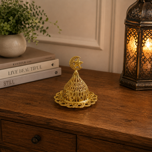 Quemador de Incienso de Latón Macizo de Primera Calidad, Porta Incienso Árabe Oud, Decoración Aromática para el Hogar y Hotel, Regalo de Ramadán y Eid para la Sala de Estar - Product Image 3