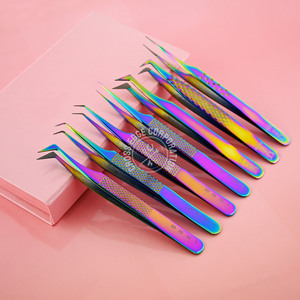 แหนบต่อขนตาแบบมีด้ามจับทรงเพชรแหนบต่อขนตาแบบแยกเป็นเส้นตรงทำจากสเตนเลสสตีลปลายต่อขนตาแบบไม่ลื่น90องศา - Product Image 1