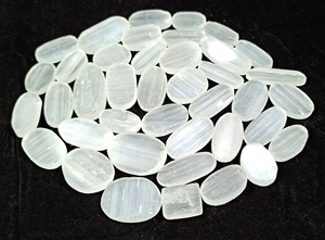 Natural <b>White</b> Selenite Druzy Cabochon Polished <b>White</b> Crystal Selenite Gemstone for Jewelry Pendant Loose Stone - Product Image 3