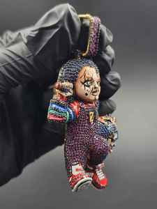 Colgante Personalizado de Plata 925 con Personaje de Muñeca de Terror, Gema de Moissanita Multicolor, Joyería Fina Hip Hop, Colgantes y Dijes - Product Image 5
