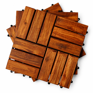 Azulejos de cubierta de madera de acacia para exteriores modernos de primera calidad compuesto de plástico y madera de 12 listones con acabado liso - Product Image 1