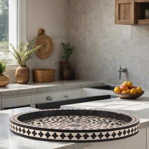 Bandeja Feng Shui de Lujo Hecha a Mano con Incrustaciones de Hueso Ecológicas, Diseño Decorativo Elegante, Calidad Premium para Servir en el Hogar y la Cocina - Product Image 4