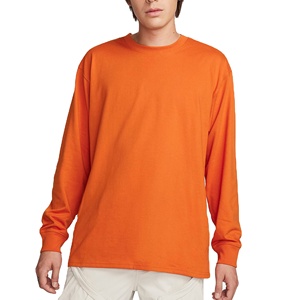 Camiseta de algodón de alta calidad para hombre, Camiseta de cuello de manga larga con estampado de pantalla de seda, tela de estambre con patrón sólido, venta al por mayor - Product Image 2