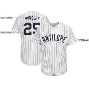 Camiseta de Béisbol Personalizada para Hombre, Blanca con Rayas, Nombre del Equipo y Número, Impresión Serigrafiada, Manga Corta, Corte Regular, para Adultos, para Toda Temporada - Product Image 6