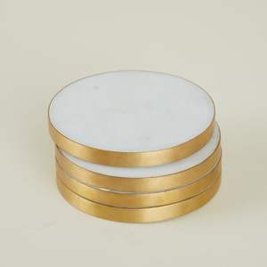 Ensemble de sous-verres en marbre de qualité supérieure avec surface polie élégante pour tables basses, salles à manger, salons et accessoires de décoration de bureau - Product Image 2