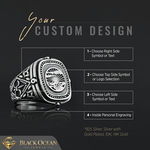 Anillo Masónico BOJ 041 Personalizado de Plata con Diamantes, Anillo de Graduación Universitaria Unisex, Regalo para Fiestas y Ocasiones Especiales, Precio Bajo - Product Image 3