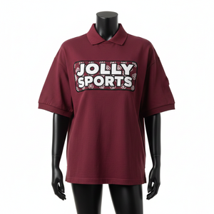 Polo respirant pour femme en piqué épais GSM, toucher coton mélangé, bordeaux, avec logo personnalisé thermocollé, hauts polos pour femme - Product Image 1