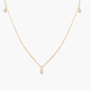 Collar de Diamantes Naturales Colgantes con Engaste de Oro de 14k, Corte Brillante de 0.17ct, Hecho a Medida para Boda, Cadena de Eslabones, 2 Gramos, Tercera Categoría - Product Image 1