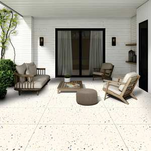 Baldosa de Porcelana Moderna de 60x120cm con Acabado Tallado Crema Terrazzo, para Piso y Pared, Varios Tamaños, Esmaltada para Interiores y Exteriores - Product Image 1