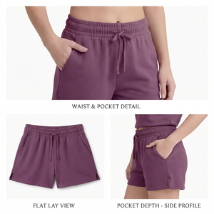 Women Fleece Shorts Casual Loose Fit Above <b>Knee</b> Solid Color Breathable Cotton Shorts for Daily Wear Comfortable Relaxed Fit - Product Image 4