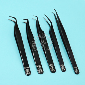 Pince à cils classique courbée avec logo imprimé, 45 et 90 degrés, pour extensions de cils volume, pointes en fibre, outil d'application pour greffe de cils - Product Image 4