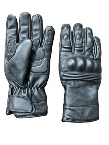 Guantes de Motocicleta de Cuero para Hombre, Invierno, Ciclismo, Antideslizantes, Cierre de Velcro, Negros - Product Image 1