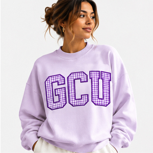 GCU Letter Print Crew Neck Sweatshirt <b>Women</b> Oversized <b>White</b> Cotton Autumn Wear Regular Fit Front Logo Design - Product Image 2