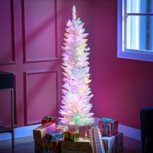 Albero di Natale Artificiale Preilluminato a Forma di Matita, Alto 1,5 Metri, con 250 Rami Colorati e 150 Luci LED, Decorazione Natalizia - Product Image 1