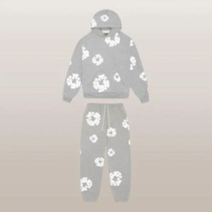 Ensemble sweat à capuche et jogging noir à imprimé floral personnalisé pour femme, survêtement décontracté deux pièces - Product Image 2