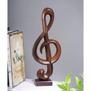 Sculpture artisanale en bois Clé de Sol, Décoration d'art moderne, Ornement de table, Figurine pour salon - Product Image 1