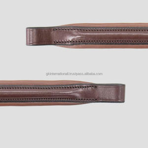 Bande de front de cheval en cuir marron surélevée et rembourrée personnalisée avec couture de bord solide et durable bande de front de bride faite à la main pour cheval - Product Image 2