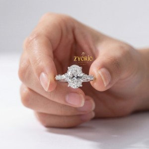 Anillo de Compromiso Minimalista con Siete Diamantes de Corte Ovalado, Oro Blanco de 14K, Diamantes Creados en Laboratorio, VS, Moderno, Regalo para Mujer, Boda, Fiesta - Product Image 2