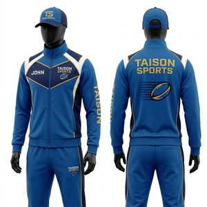 Conjunto Deportivo de Rugby para Hombre, 330 GSM, Tela Tricot Premium, Blanco, Verde, Azul, Paneles Geométricos, con Logotipo Bordado Personalizado - Product Image 4