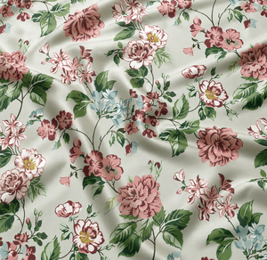Tela Tejida de Seda y Algodón Gaji con Estampado Floral Orgánico para Vestidos de Mujer, Ropa de Cama, Fundas de Sofá, Trajes de Boda - Maison Celadon Satin - Product Image 1