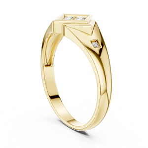 Bague en or jaune avec diamant de laboratoire, alliance solitaire géométrique, bijoux de luxe pour femme, cadeau de fiançailles ou d'anniversaire - Product Image 2