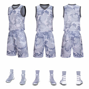 Ensemble de maillots de basket personnalisés imprimés par transfert thermique, sans manches, col en V, séchage rapide, 100 % polyester, unisexe, pour adultes - Product Image 2