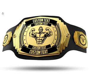 Cinturón de Lucha Deportivo Personalizado con Diseño Luminoso de Neón, Hebilla Dorada y Correa de PU Negra para un Diseño Personalizado - Product Image 2