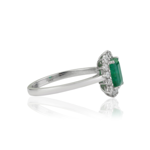 925 Sterling <b>Silver</b> 100% Authentic <b>Emerald</b> & Diamond Halo Fine <b>Ring</b> For Women's May Birthstone Jewelry - Product Image 5