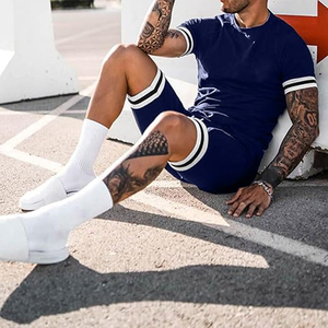 Men Summer Outfit Manufacturer 2 Piece Cotton T Shirt Cargo Shorts OEM <b>Bulk</b> Custom Logo Supply - Product Image 3