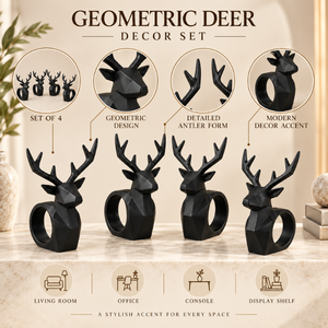 Conjunto de 4 Esculturas Geométricas de Ciervos |   Figuras Modernas de Ciervos Negros con Astas para Sala de Estar, Oficina, Estante de Consola, Decoración del Hogar, Arte - Product Image 5