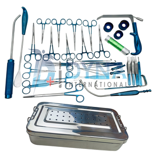 Juego de 32 Piezas de Alta Calidad para Aumento de Senos con Caja de Acero Inoxidable (Recubrimiento Azul), Instrumentos de Cirugía Plástica con Certificación CE - Product Image 1