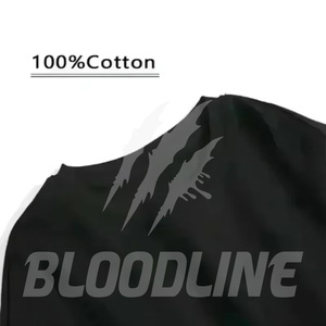 Bloodline Men's Black Cotton Polo <b>Shirt</b> <b>Gothic</b> Letter Print Back Neck Design Knitted Fabric - Product Image 1