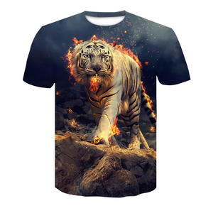 Tiger Print T-Shirt Sublimation Transfer Print Regular Fit Unisex Short Sleeve O-Neck Casual Winter <b>Animal</b> <b>Pattern</b> 100 Polyester - Product Image 6